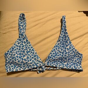 SHEIN Blue Leopard Print Bikini Top